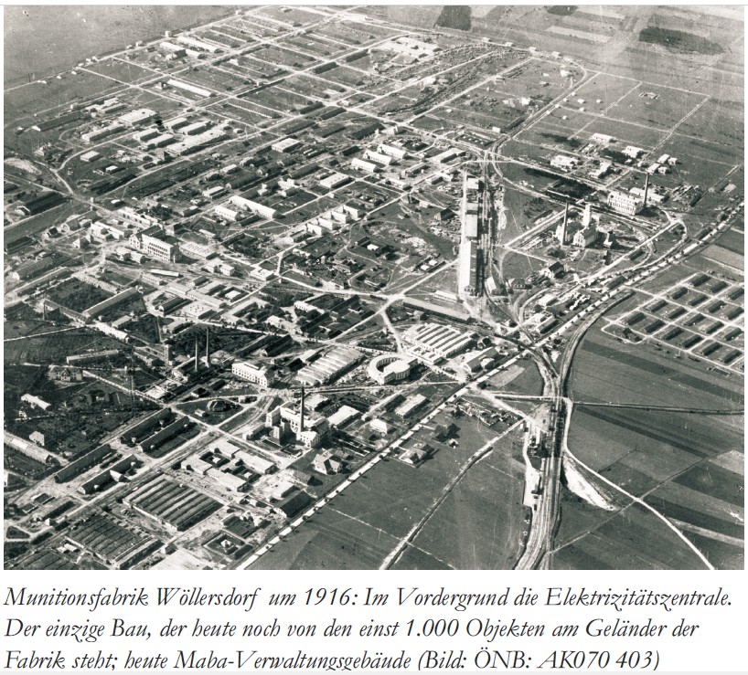 Munitionsfabrik, Wöllersdorf, 1916, Lufbild